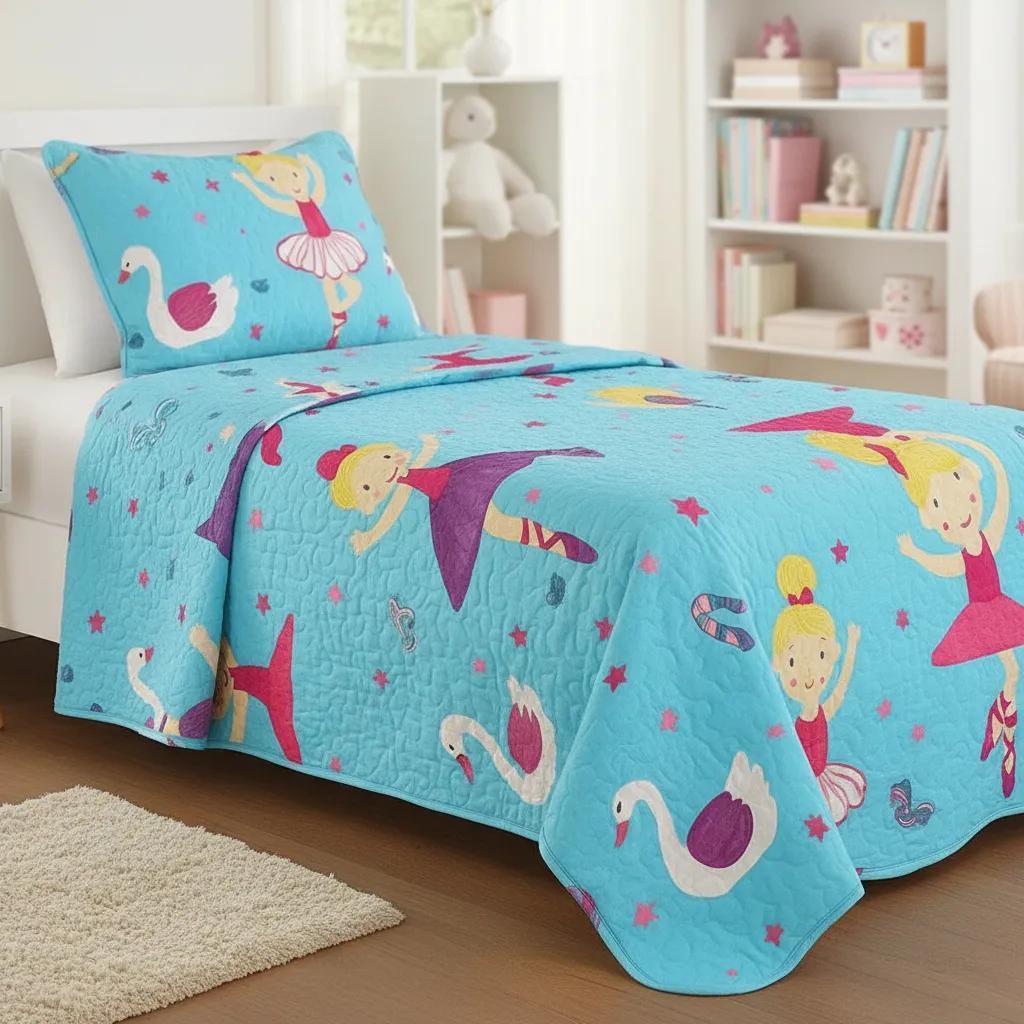 Kit Colcha Infantil Cama Solteiro 2 Peças Cobre-Leito e Porta-Travesseiro Microfibra Estampada Menino e Menina 1,60 x 2,20 m