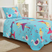 Kit Colcha Infantil Cama Solteiro 2 Peças Cobre-Leito e Porta-Travesseiro Microfibra Estampada Menino e Menina 1,60 x 2,20 m