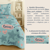 Kit Colcha Infantil Cama Solteiro 2 Peças Cobre-Leito e Porta-Travesseiro Microfibra Estampada Menino e Menina 1,60 x 2,20 m