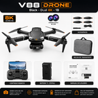 Drone V88 Dobrável com Câmera HD 4K 8K WiFi GPS Controle Remoto Bateria Modular Bolsa de Transporte