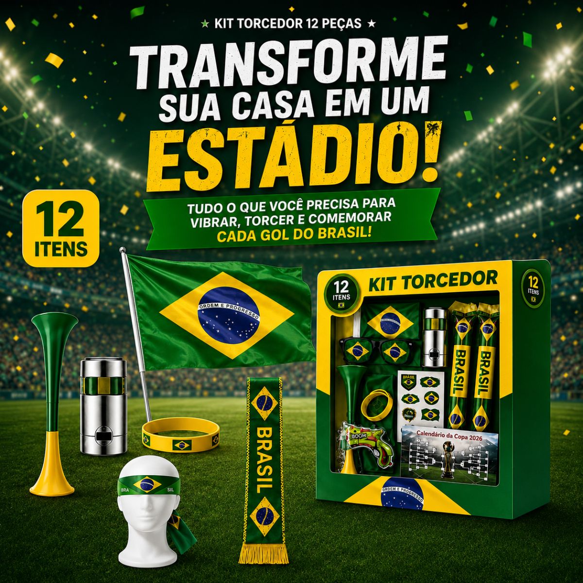 Kit torcedor Copa do Mundo 2026 Brasil
