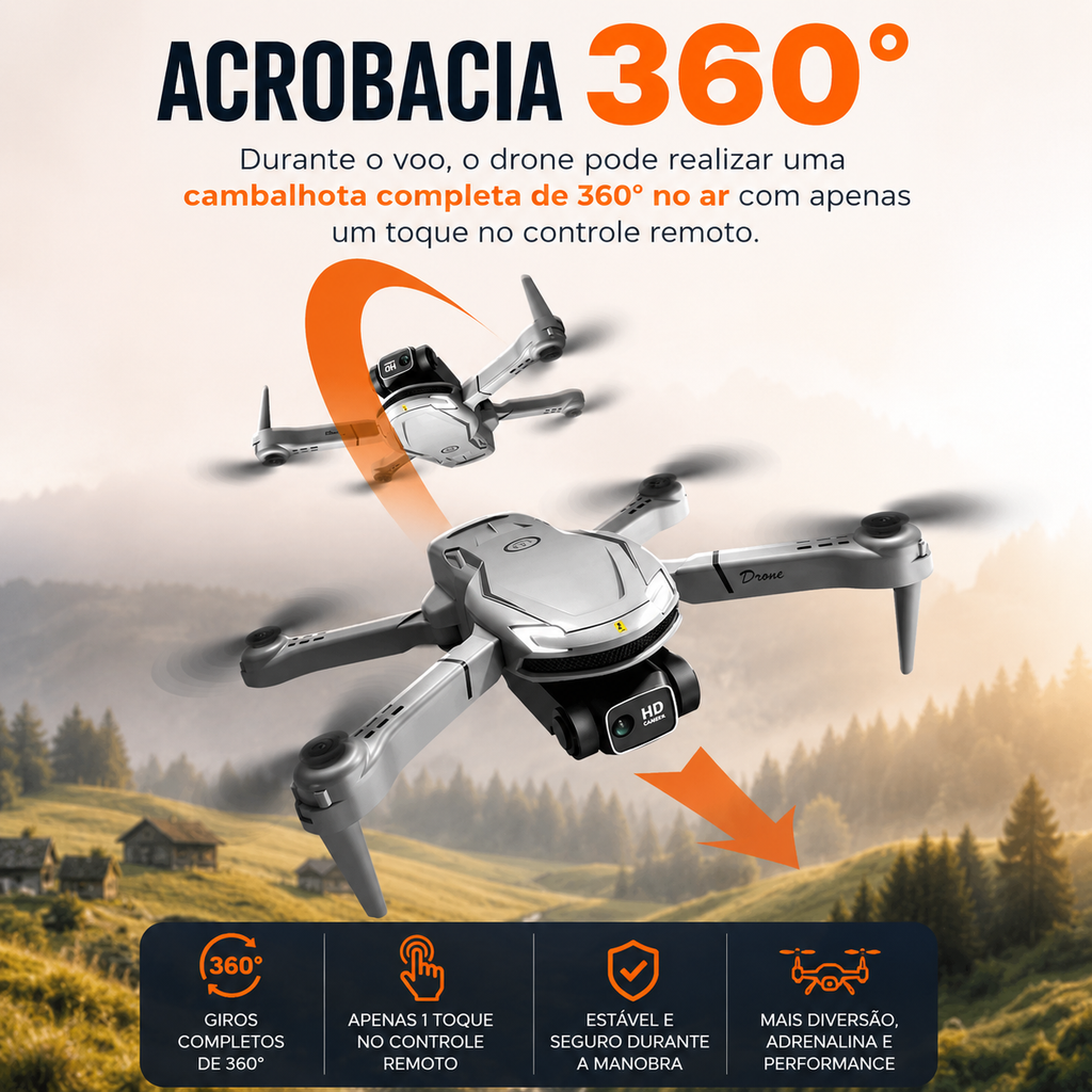 Drone V88 Dobrável com Câmera HD 4K 8K WiFi GPS Controle Remoto Bateria Modular Bolsa de Transporte