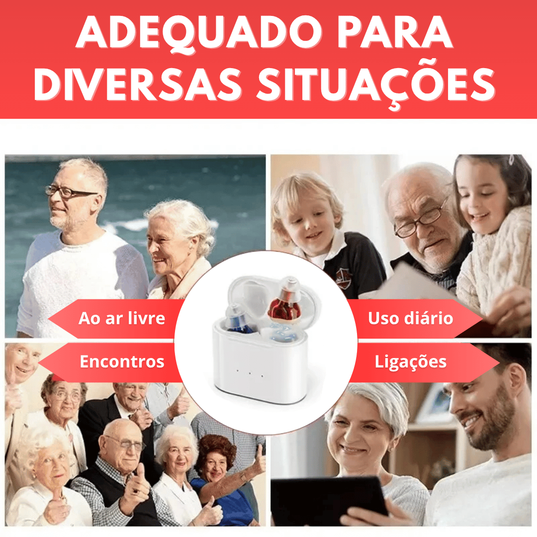 Aparelho Auditivo Invisível Recarregável Dual Premium