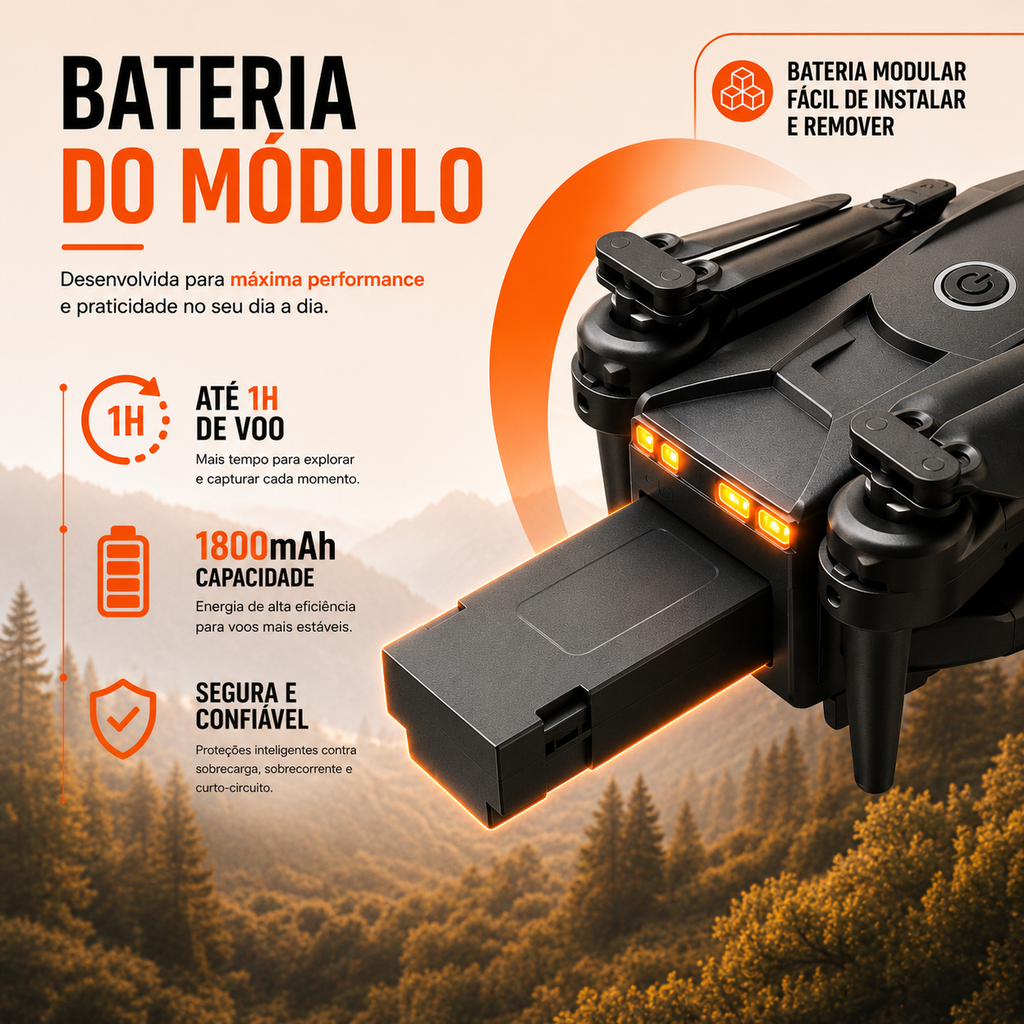 Drone V88 Dobrável com Câmera HD 4K 8K WiFi GPS Controle Remoto Bateria Modular Bolsa de Transporte