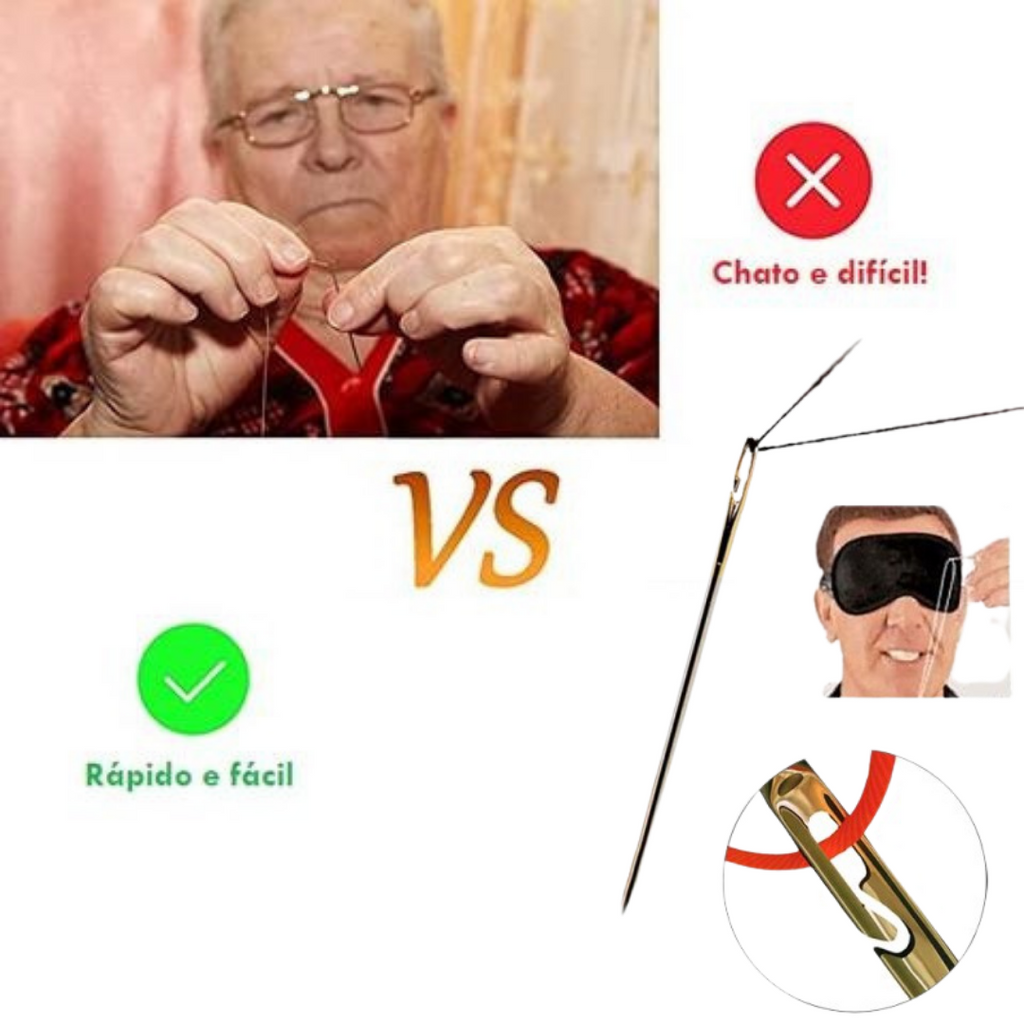 Kit Agulhas Passa Linha Fácil e Estojo Portátil
