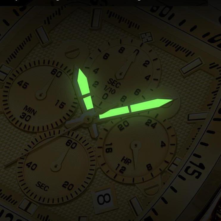 Relógio Masculino Super Luxo Gold Square