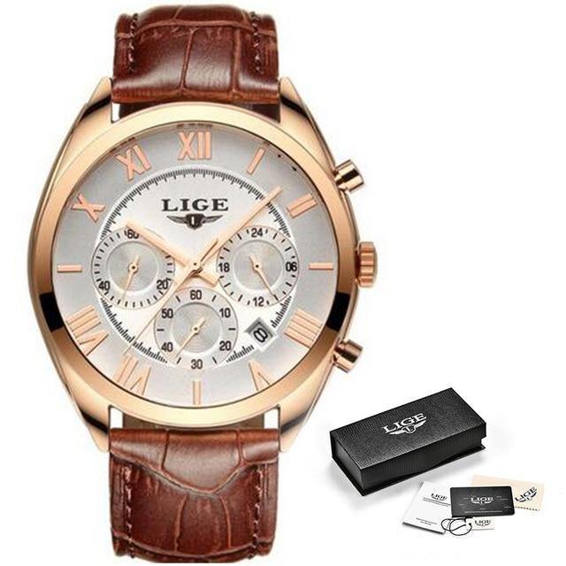 Relogio Masculino 2021 LIGE Top Men Couro - Universo Livre - lojauniversolivre.com