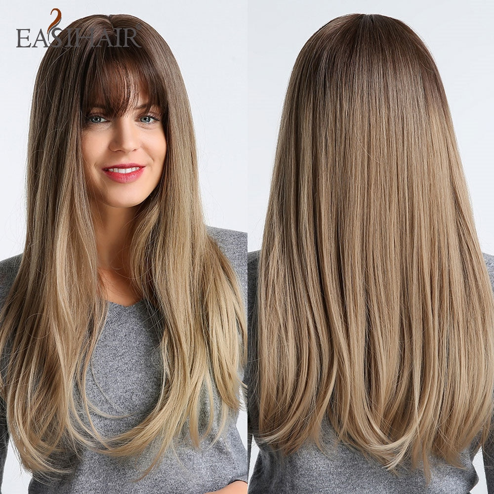 Peruca Wigs Human Realista Longa Lisa Front Lace