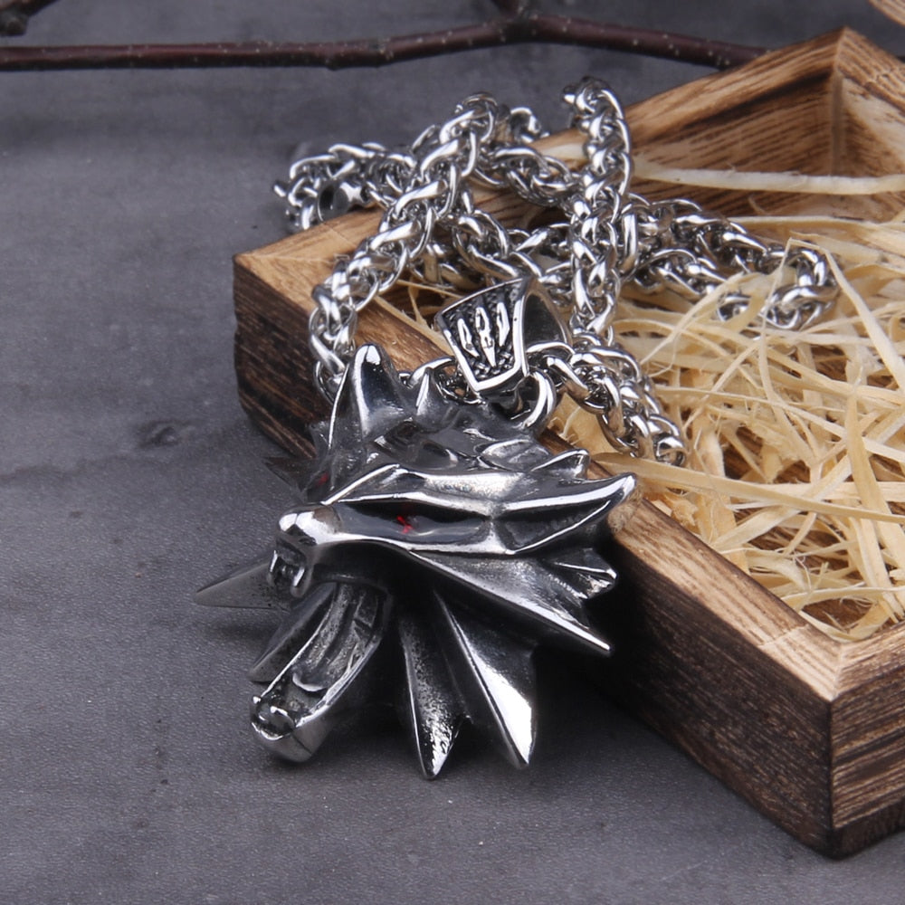 Colar Masculino Head Wolf com Caixa Vikings