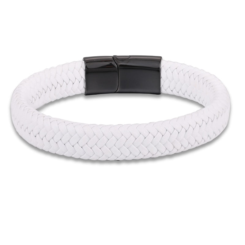 Pulseira Classica Couro Genuíno Inoxidável