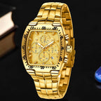 Relógio Masculino Super Luxo Gold Square