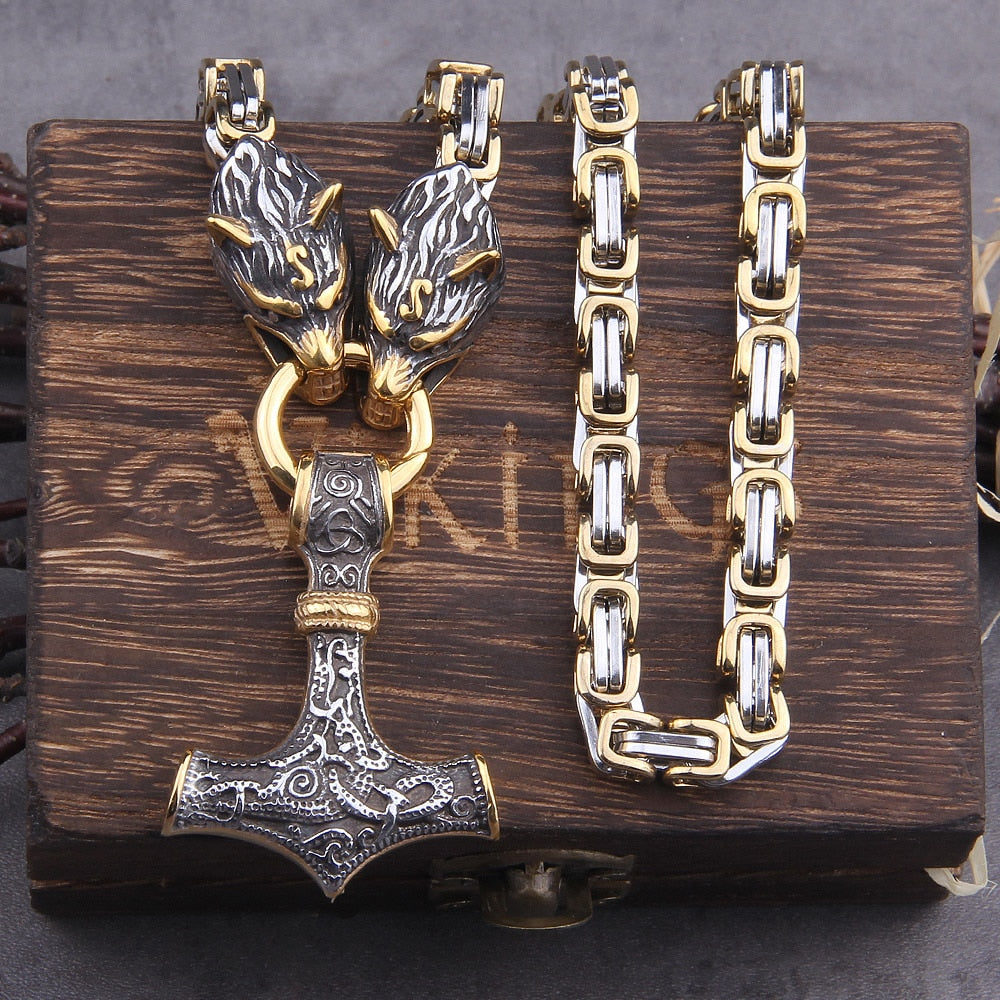 Colar Premium Martelo de Thor Acorrentado Inoxidavel Masculino