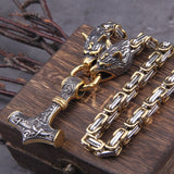 Colar Premium Martelo de Thor Acorrentado Inoxidavel Masculino