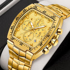 Relógio Masculino Super Luxo Gold Square