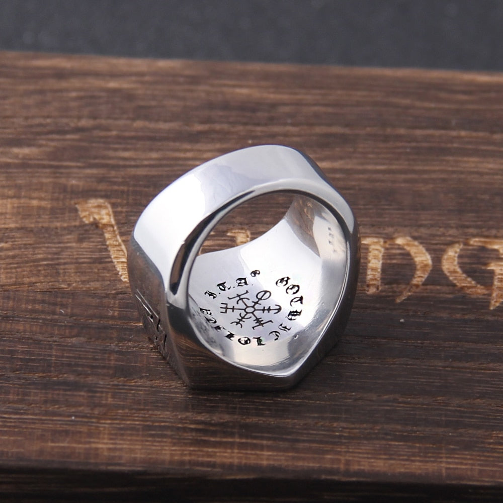 Anél Masculino vegvísir Nordico com Caixa Viking