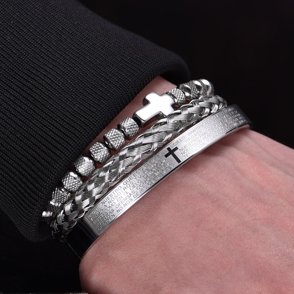 Pulseira Masculino Bracelete Pai Nosso
