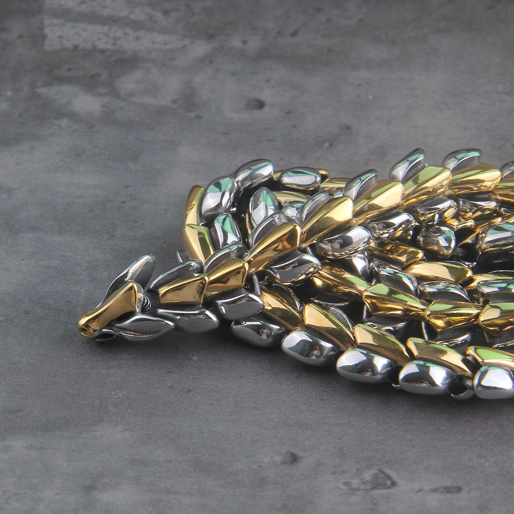 Colar Masculino Head Dragon com Caixa Vikings Inoxidavel