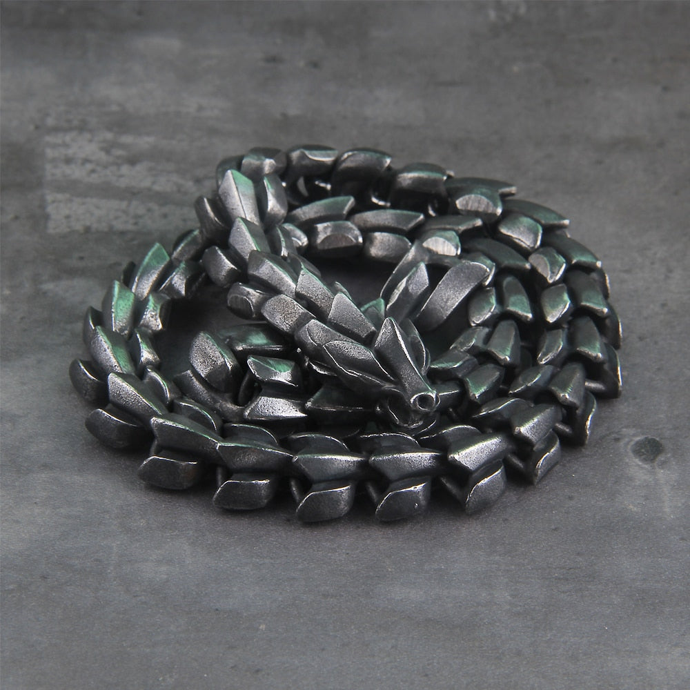 Colar Masculino Head Dragon com Caixa Vikings Inoxidavel