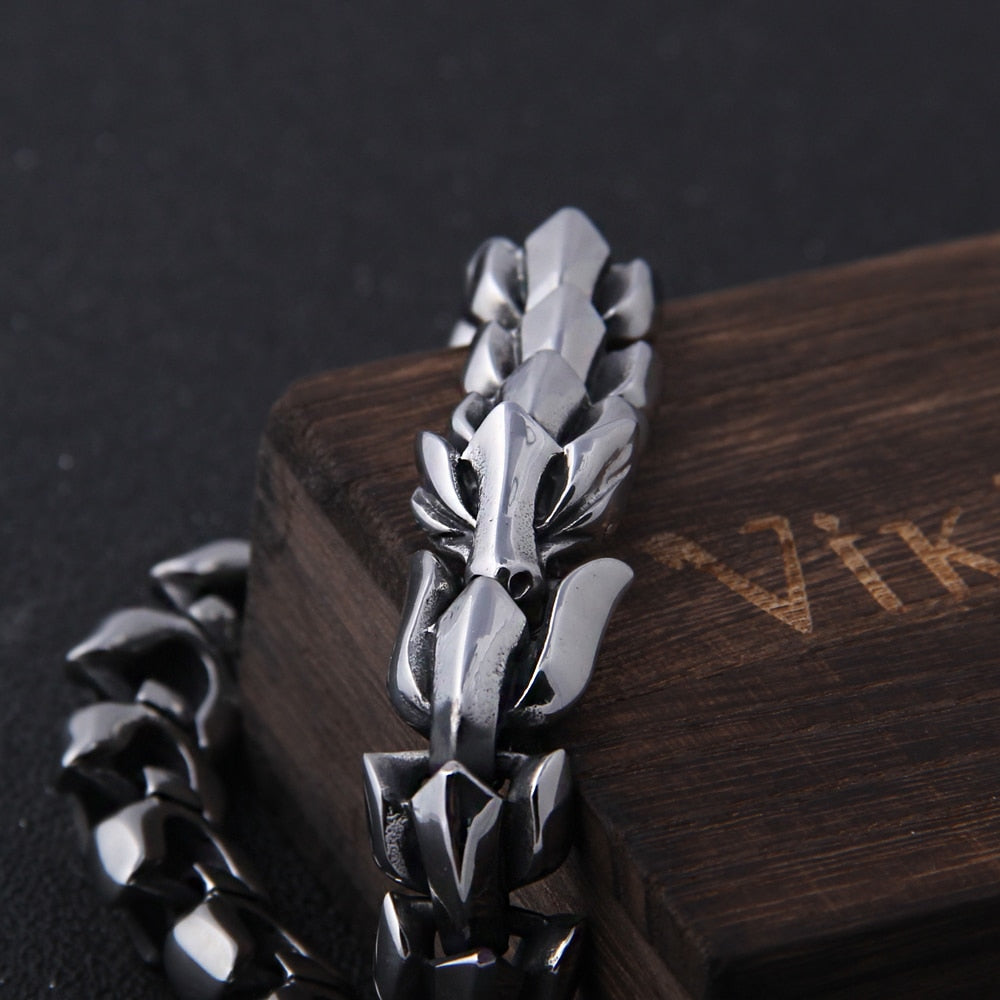 Pulseira Masculina Head Dragon com Caixa Vikings