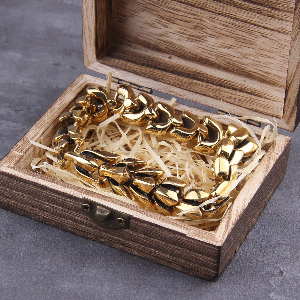 Pulseira Masculina Head Dragon com Caixa Vikings