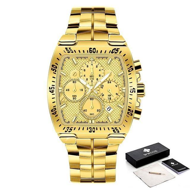 Relógio Masculino Super Luxo Gold Square - Universo Livre - lojauniversolivre.com