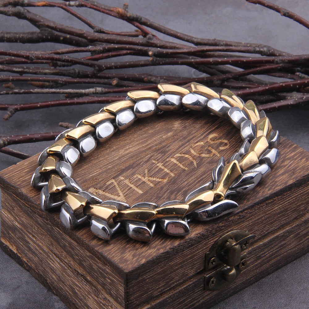 Pulseira Masculina Head Dragon com Caixa Vikings