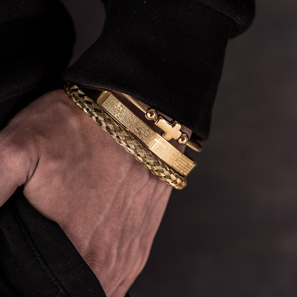 Pulseira Masculino Bracelete Pai Nosso