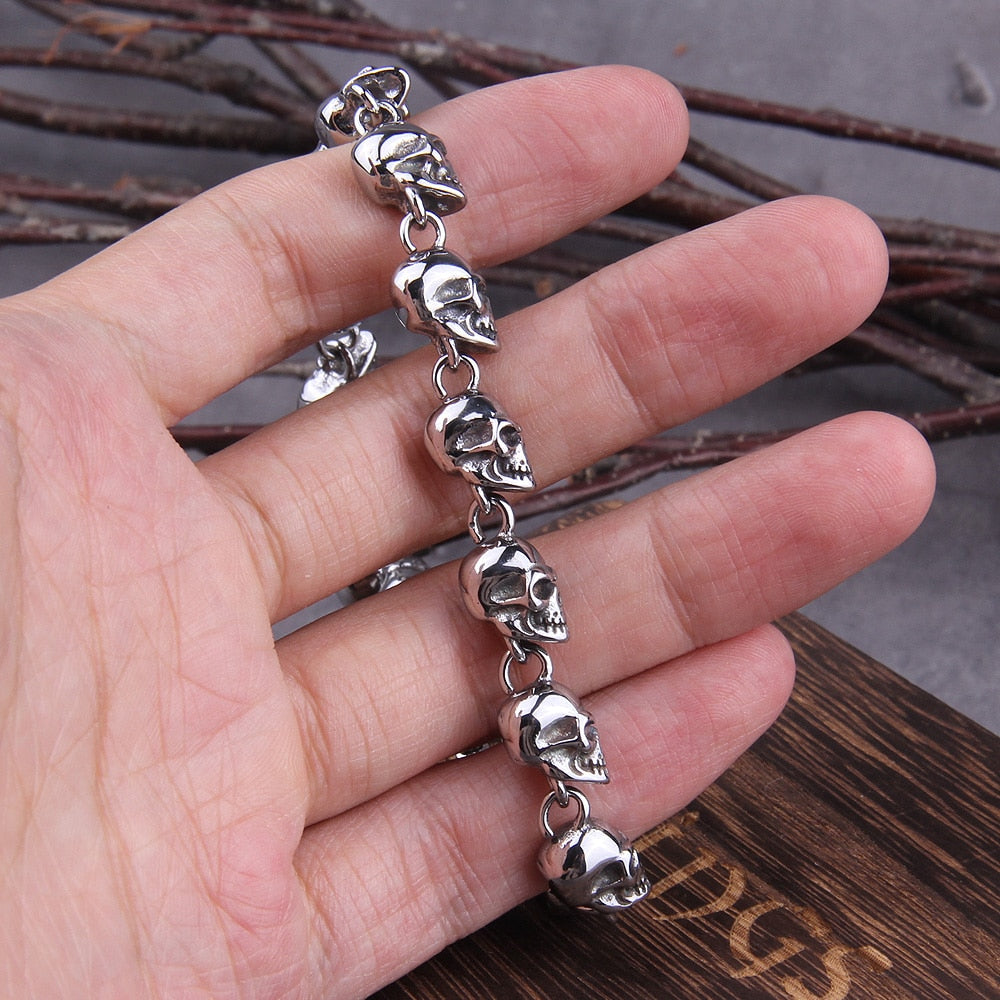 Pulseira Masculina Cranios Skull com Caixa Vikings