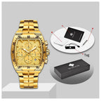 Relógio Masculino Super Luxo Gold Square