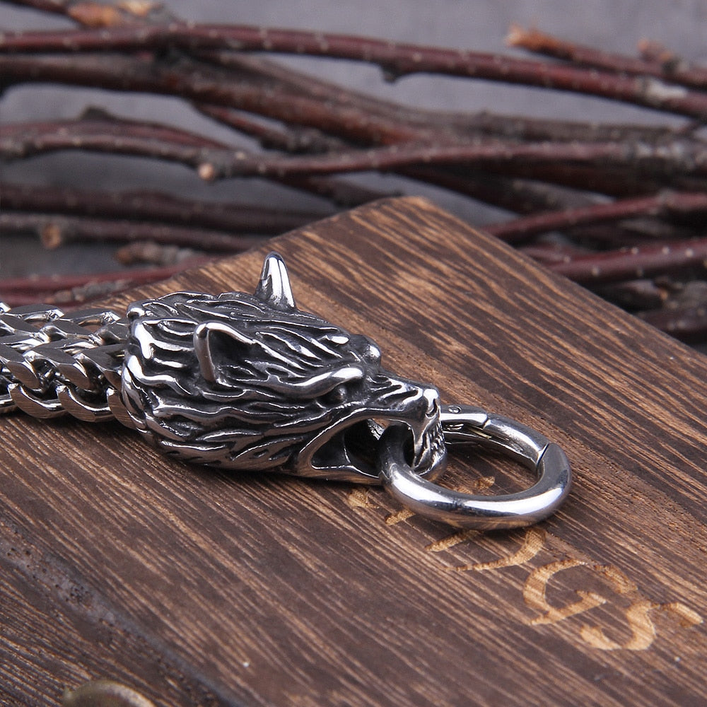 Pulseira Masculina Wolf Figth com Caixa Viking