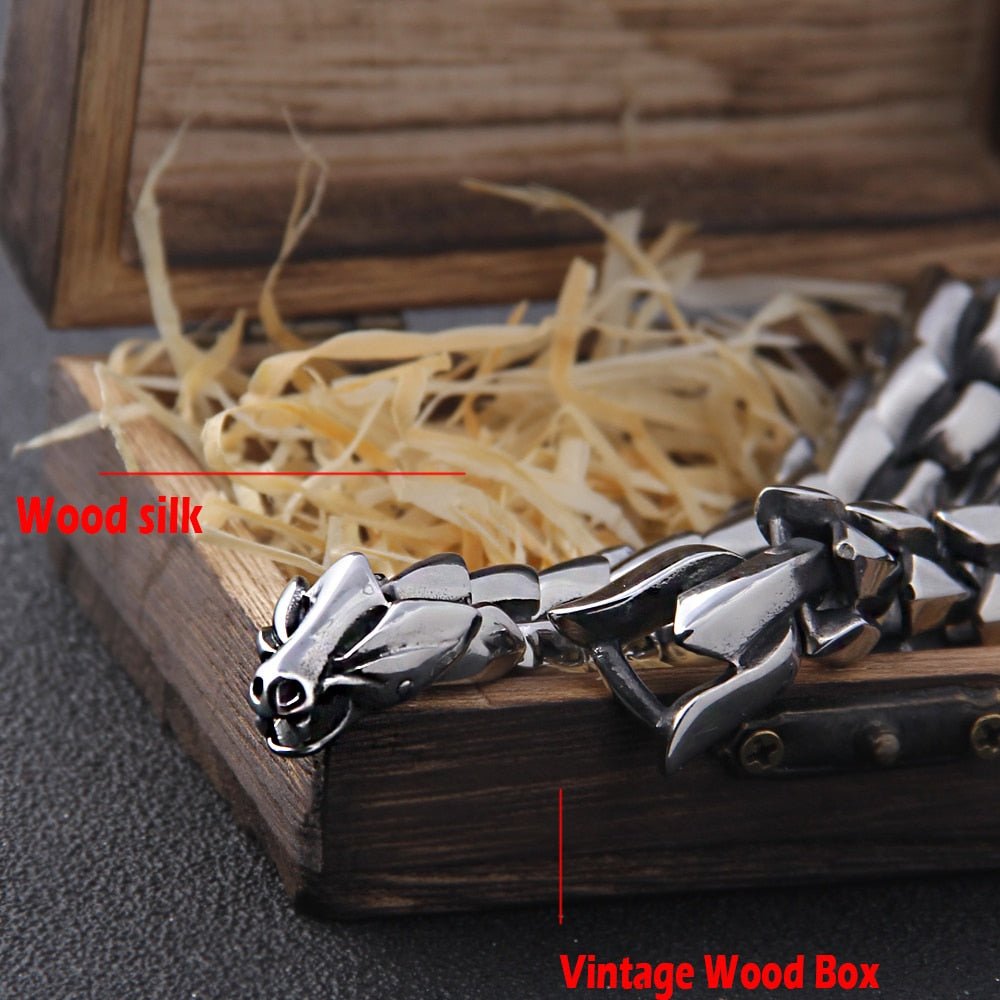Colar Masculino Head Dragon com Caixa Vikings Inoxidavel