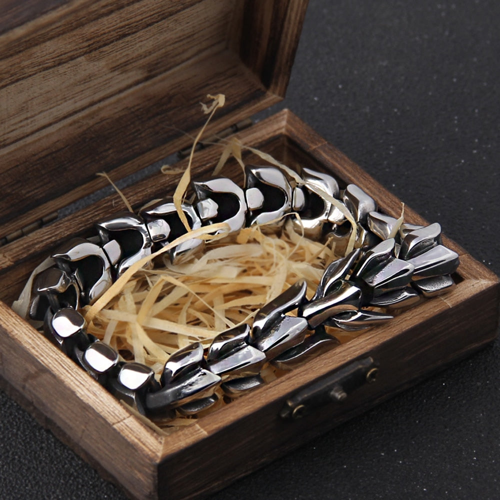 Pulseira Masculina Head Dragon com Caixa Vikings