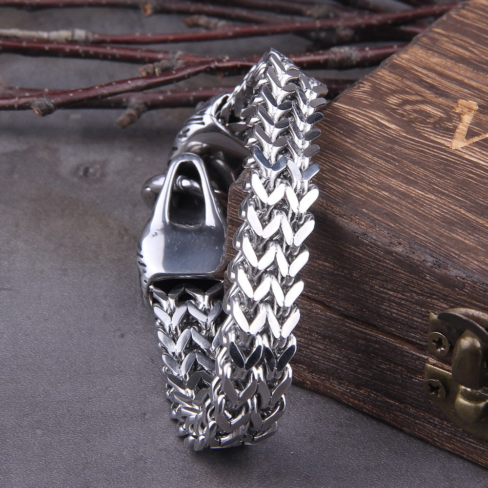 Pulseira Masculina Wolf Figth com Caixa Viking