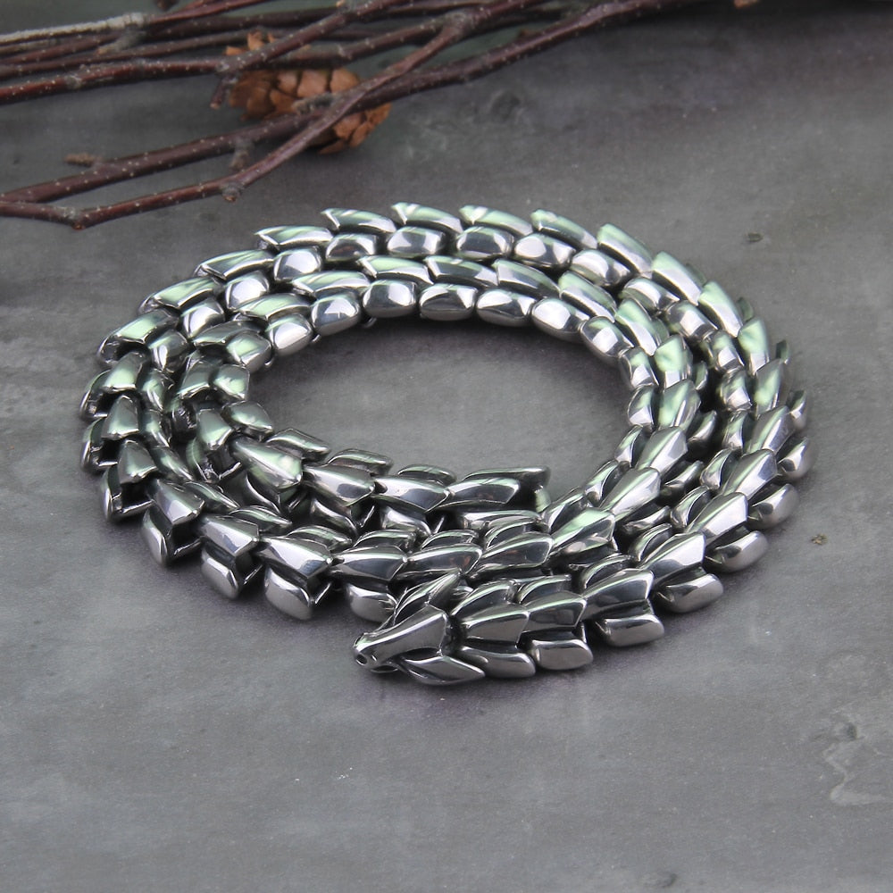Colar Masculino Head Dragon com Caixa Vikings Inoxidavel