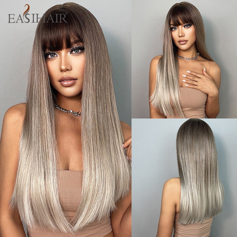 Peruca Wigs Human Realista Longa Lisa Front Lace