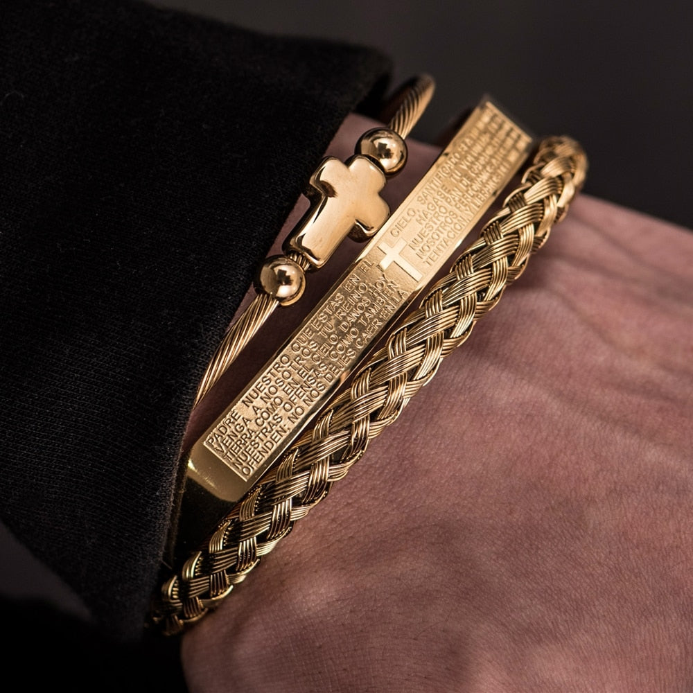 Pulseira Masculino Bracelete Pai Nosso