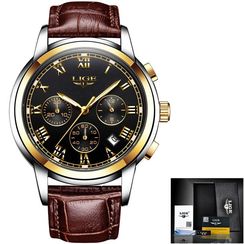 Relogio Masculino 2021 LIGE Top Men Couro - Universo Livre - lojauniversolivre.com