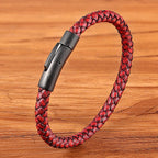 Pulseira Masculina Simple Couro Legítimo Trança