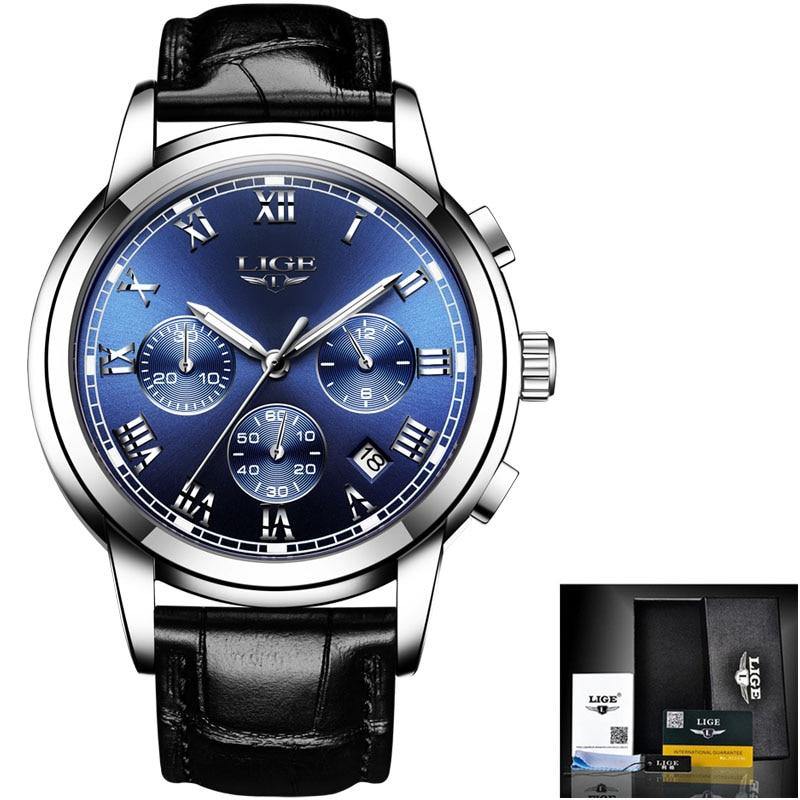 Relogio Masculino 2021 LIGE Top Men Couro - Universo Livre - lojauniversolivre.com