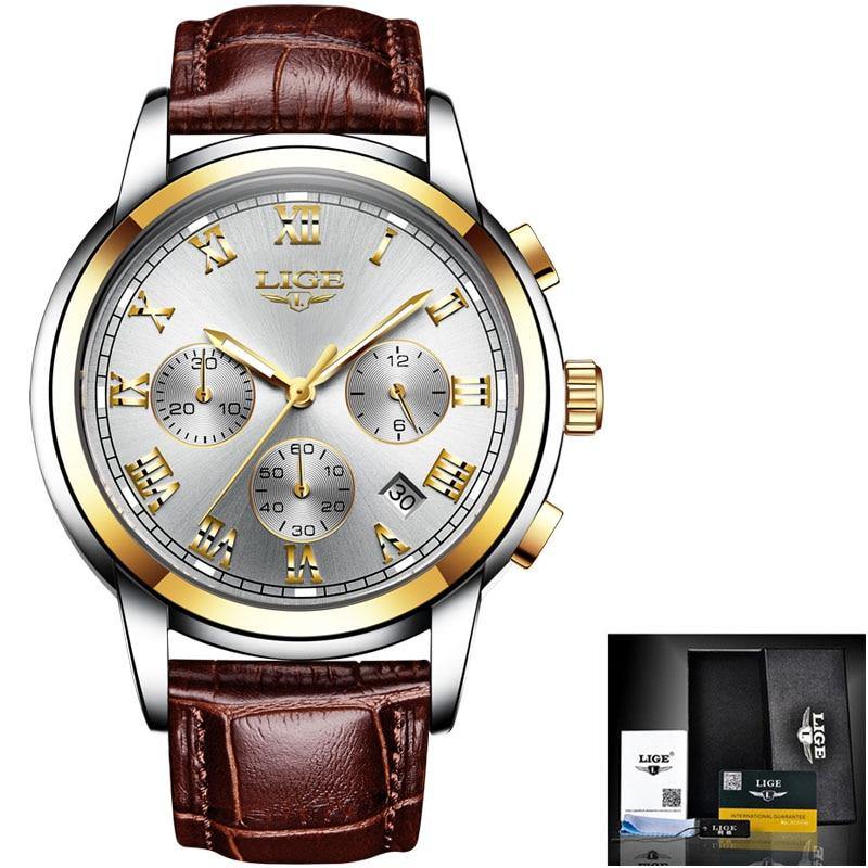 Relogio Masculino 2021 LIGE Top Men Couro - Universo Livre - lojauniversolivre.com