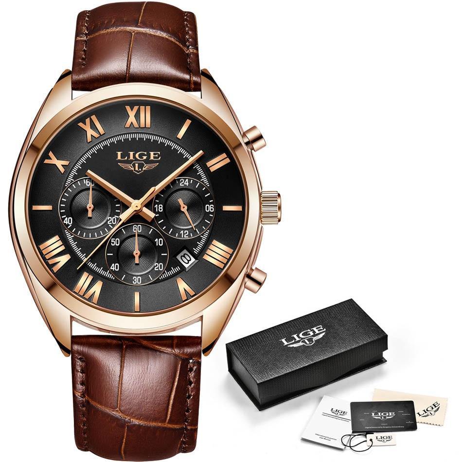 Relogio Masculino 2021 LIGE Top Men Couro - Universo Livre - lojauniversolivre.com