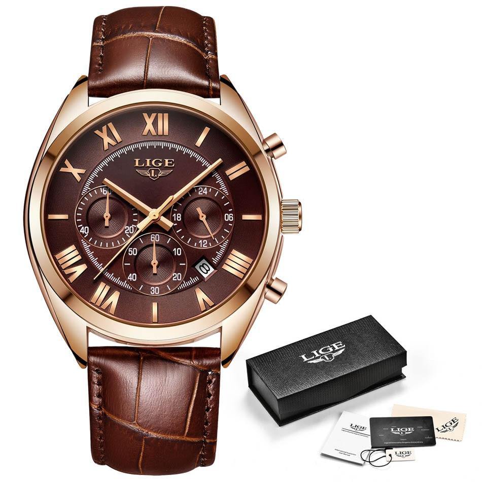 Relogio Masculino 2021 LIGE Top Men Couro - Universo Livre - lojauniversolivre.com