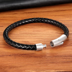 Pulseira Masculina Simple Couro Legítimo Trança