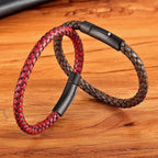 Pulseira Masculina Simple Couro Legítimo Trança