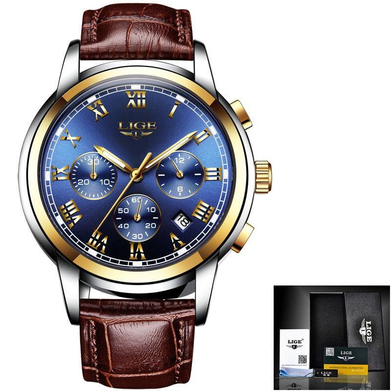 Relogio Masculino 2021 LIGE Top Men Couro - Universo Livre - lojauniversolivre.com