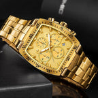 Relógio Masculino Super Luxo Gold Square