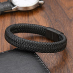 Pulseira Classica Couro Genuíno Inoxidável