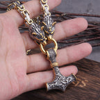 Colar Premium Martelo de Thor Acorrentado Inoxidavel Masculino