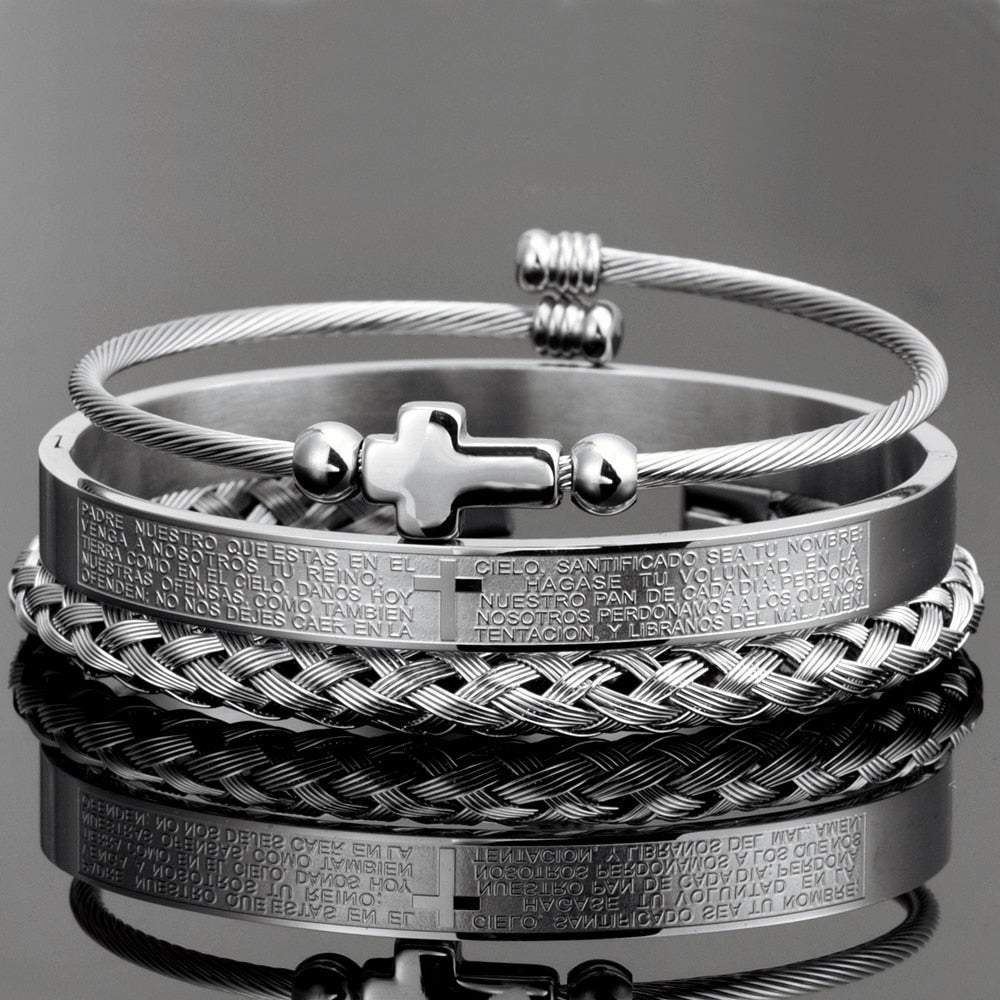Pulseira Masculino Bracelete Pai Nosso