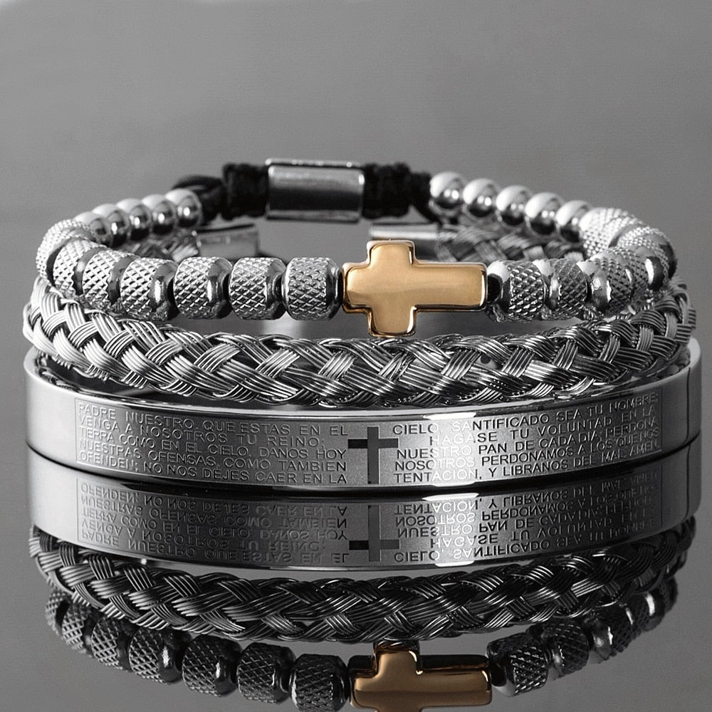 Pulseira Masculino Bracelete Pai Nosso